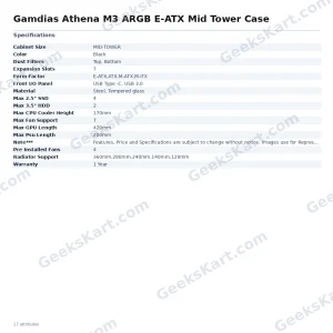Gamdias Athena M3 ARGB E-ATX Mid Tower Case