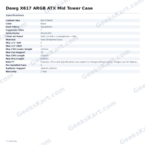 Dawg X617 ARGB ATX Mid Tower Case