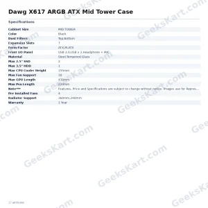 Dawg X617 ARGB ATX Mid Tower Case