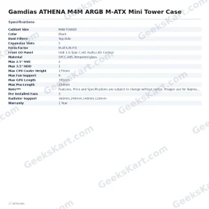 Gamdias ATHENA M4M ARGB M-ATX Mini Tower Case