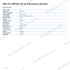 MSI Pro MP253 25 Inch Business Monitor
