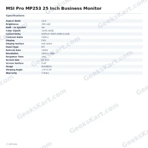 MSI Pro MP253 25 Inch Business Monitor