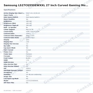 Samsung LS27CG550EWXXL 27 Inch Curved Gaming Monitor