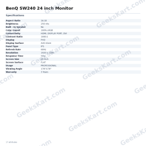 BenQ SW240 24 inch Monitor