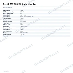 BenQ SW240 24 inch Monitor