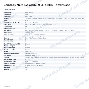 Gamdias Mars E2 White M-ATX Mini Tower Case