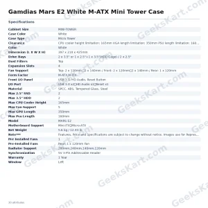 Gamdias Mars E2 White M-ATX Mini Tower Case