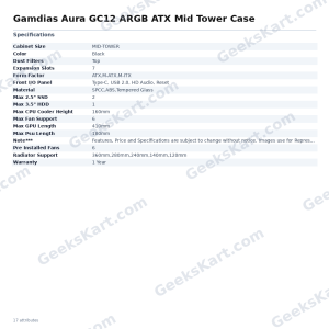 Gamdias Aura GC12 ARGB ATX Mid Tower Case