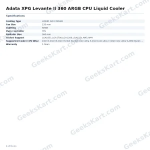 Adata XPG Levante II 360 ARGB CPU Liquid Cooler