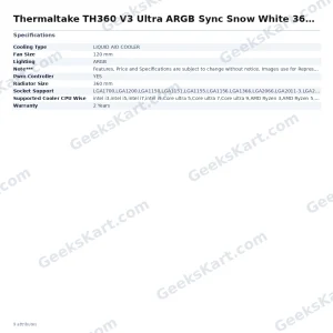 Thermaltake TH360 V3 Ultra ARGB Sync Snow White 360mm CPU Liquid Cooler