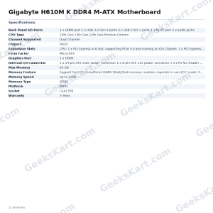 Gigabyte H610M K DDR4 M-ATX Motherboard
