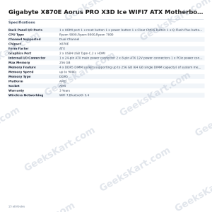 Gigabyte X870E Aorus PRO X3D Ice WIFI7 ATX Motherboard