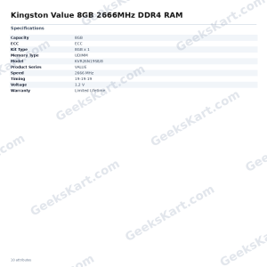 Kingston Value 8GB 2666MHz DDR4 RAM