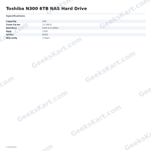 Toshiba N300 6TB NAS Hard Drive