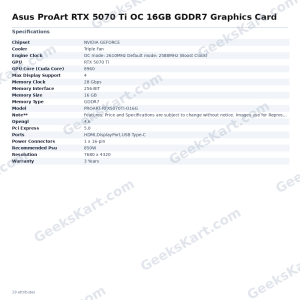 Asus ProArt RTX 5070 Ti OC 16GB GDDR7 Graphics Card