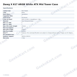 Dawg X 617 ARGB White ATX Mid Tower Case