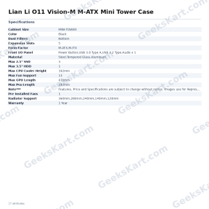 Lian Li O11 Vision-M M-ATX Mini Tower Case
