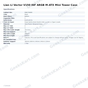 Lian Li Vector V150 INF ARGB M-ATX Mini Tower Case
