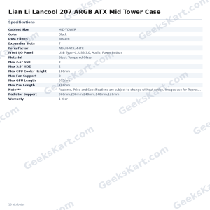 Lian Li Lancool 207 ARGB ATX Mid Tower Case