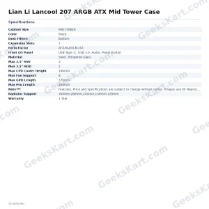 Lian Li Lancool 207 ARGB ATX Mid Tower Case