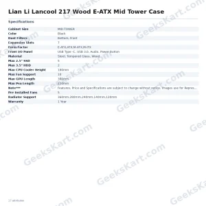 Lian Li Lancool 217 Wood E-ATX Mid Tower Case