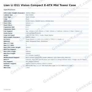 Lian Li O11 Vision Compact E-ATX Mid Tower Case