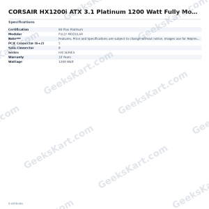 CORSAIR HX1200i ATX 3.1 Platinum 1200 Watt Fully Modular SMPS