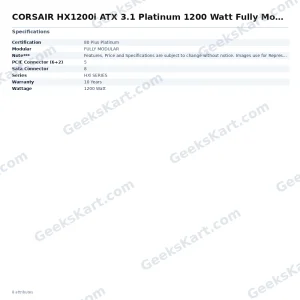CORSAIR HX1200i ATX 3.1 Platinum 1200 Watt Fully Modular SMPS
