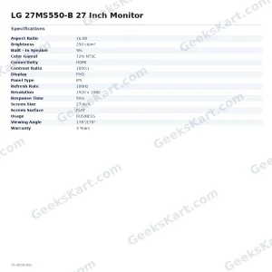 LG 27MS550-B 27 Inch Monitor