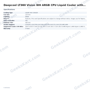 Deepcool LT360 Vision WH ARGB CPU Liquid Cooler with LCD Display