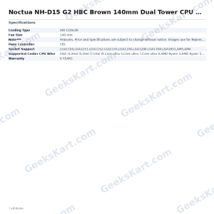 Noctua NH-D15 G2 HBC Brown 140mm Dual Tower CPU Air Cooler