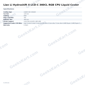 Lian Li Hydroshift II LCD-C 360CL RGB CPU Liquid Cooler