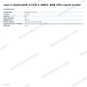 Lian Li Hydroshift II LCD-C 360CL RGB CPU Liquid Cooler