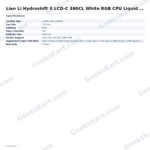 Lian Li Hydroshift II LCD-C 360CL White RGB CPU Liquid Cooler