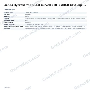 Lian Li Hydroshift II OLED Curved 360TL ARGB CPU Liquid Cooler