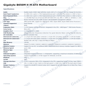 Gigabyte B650M H M-ATX Motherboard
