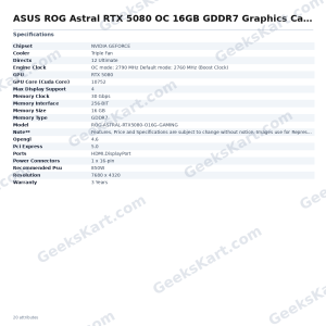 ASUS ROG Astral RTX 5080 OC 16GB GDDR7 Graphics Card