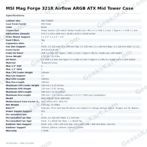 MSI Mag Forge 321R Airflow ARGB ATX Mid Tower Case