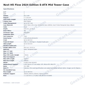 Nzxt H5 Flow 2024 Edition E-ATX Mid Tower Case