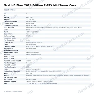 Nzxt H5 Flow 2024 Edition E-ATX Mid Tower Case