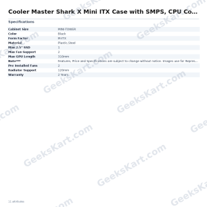 Cooler Master Shark X Mini ITX Case with SMPS, CPU Cooler and Fan