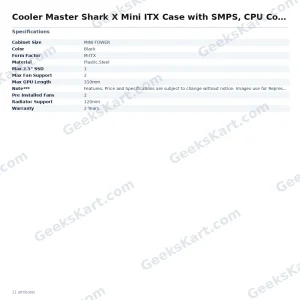 Cooler Master Shark X Mini ITX Case with SMPS, CPU Cooler and Fan