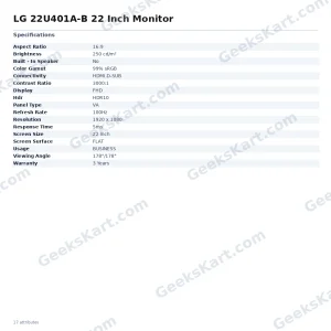 LG 22U401A-B 22 Inch Monitor