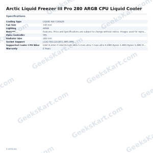 Arctic Liquid Freezer III Pro 280 ARGB CPU Liquid Cooler