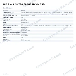 WD Black SN770 500GB NVMe SSD