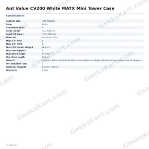 Ant Value CV200 White MATX Mini Tower Case