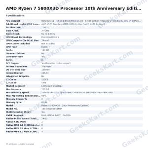 AMD Ryzen 7 5800X3D Processor 10th Anniversary Edition With Carbice Ice Pad