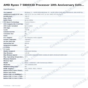 AMD Ryzen 7 5800X3D Processor 10th Anniversary Edition With Carbice Ice Pad