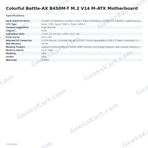 Colorful Battle-AX B450M-T M.2 V14 M-ATX Motherboard