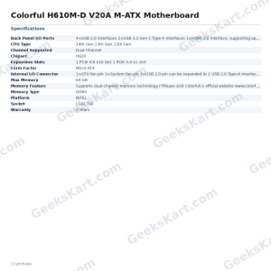 Colorful H610M-D V20A M-ATX Motherboard